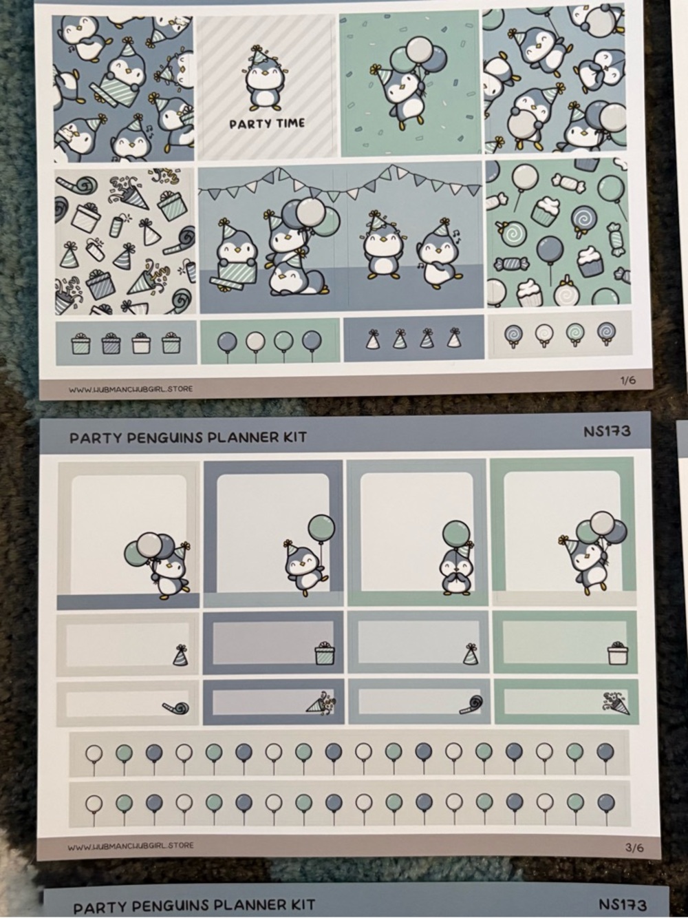 Hubman and Chubgirl Party Penguins planning kit six pages of stickers - Picture 2 of 5